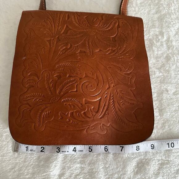 Patricia Nash Tooled Leather Crossbody Brown Floral Embossed Boho Western Bag - Picture 13 of 16